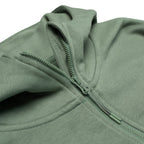 Just Like Hero HERO-4220C, Cropped Drop Shoulder 1/2 Zip Hoodie, Dusty Green