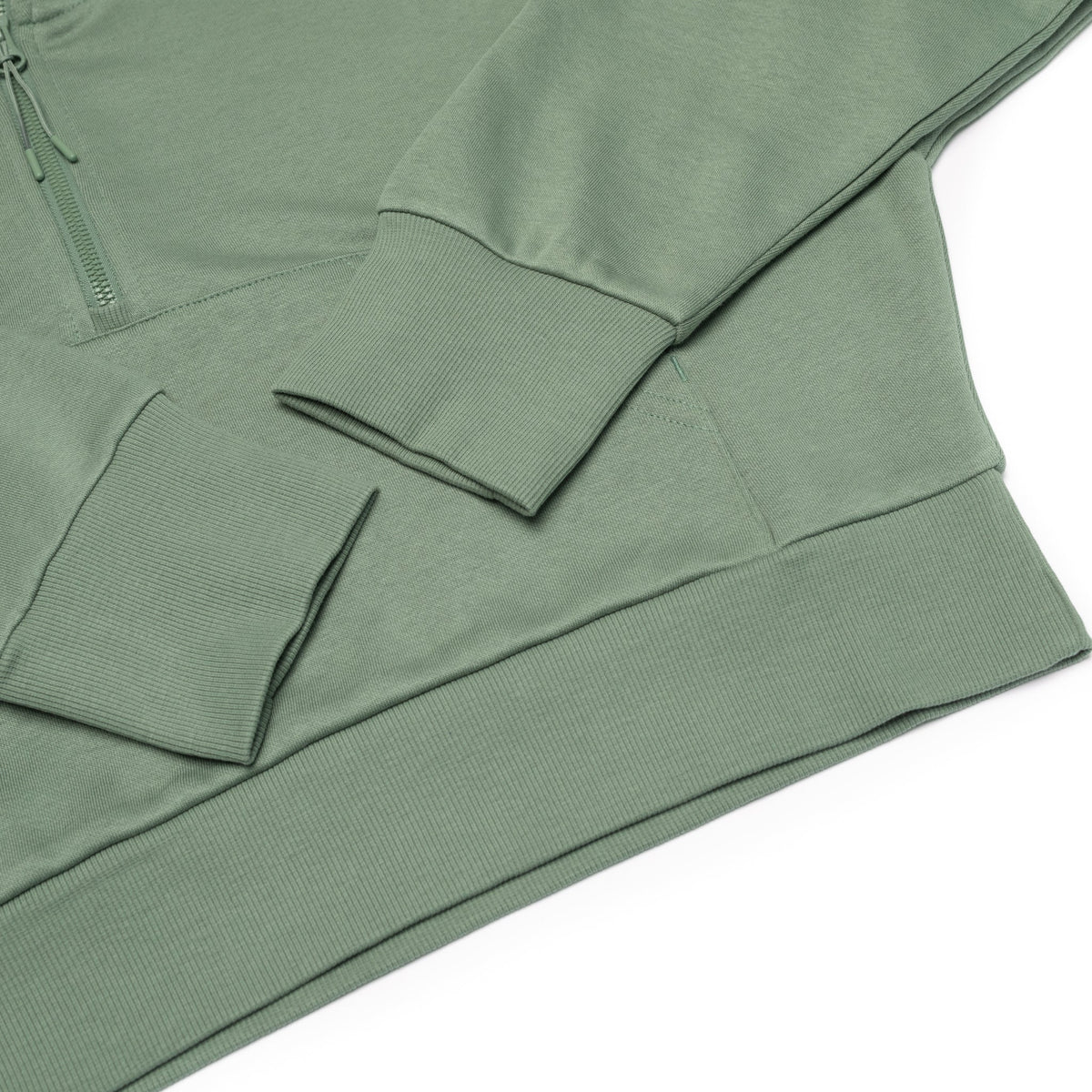 Just Like Hero HERO-4220C, Cropped Drop Shoulder 1/2 Zip Hoodie, Dusty Green