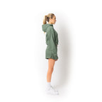 Just Like Hero HERO-4220C, Cropped Drop Shoulder 1/2 Zip Hoodie, Dusty Green