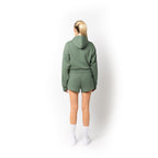 Just Like Hero HERO-4220C, Cropped Drop Shoulder 1/2 Zip Hoodie, Dusty Green
