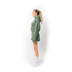 Just Like Hero HERO-4220C, Cropped Drop Shoulder 1/2 Zip Hoodie, Dusty Green