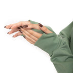 Just Like Hero HERO-4220C, Cropped Drop Shoulder 1/2 Zip Hoodie, Dusty Green