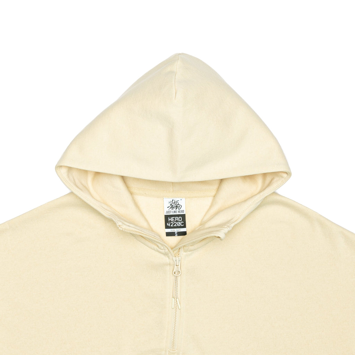 Just Like Hero HERO-4220C, Cropped Drop Shoulder 1/2 Zip Hoodie, Ivory
