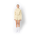 Just Like Hero HERO-4220C, Cropped Drop Shoulder 1/2 Zip Hoodie, Ivory