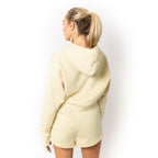 Just Like Hero HERO-4220C, Cropped Drop Shoulder 1/2 Zip Hoodie, Ivory