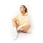 Just Like Hero HERO-4220C, Cropped Drop Shoulder 1/2 Zip Hoodie, Ivory