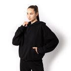 Just Like Hero HERO-2120, Unisex Drop Shoulder Pullover Hoodie, Black