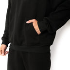 Just Like Hero HERO-2120, Unisex Drop Shoulder Pullover Hoodie, Black