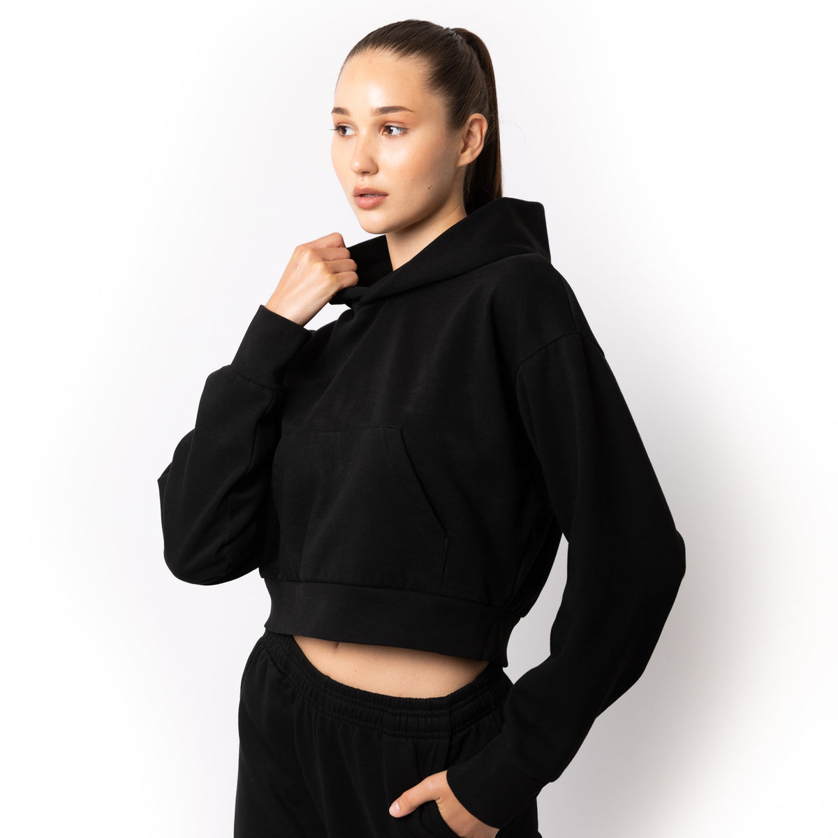 Just Like Hero HERO-2120C, Cropped Drop Shoulder Pullover Hoodie, Sky Blue