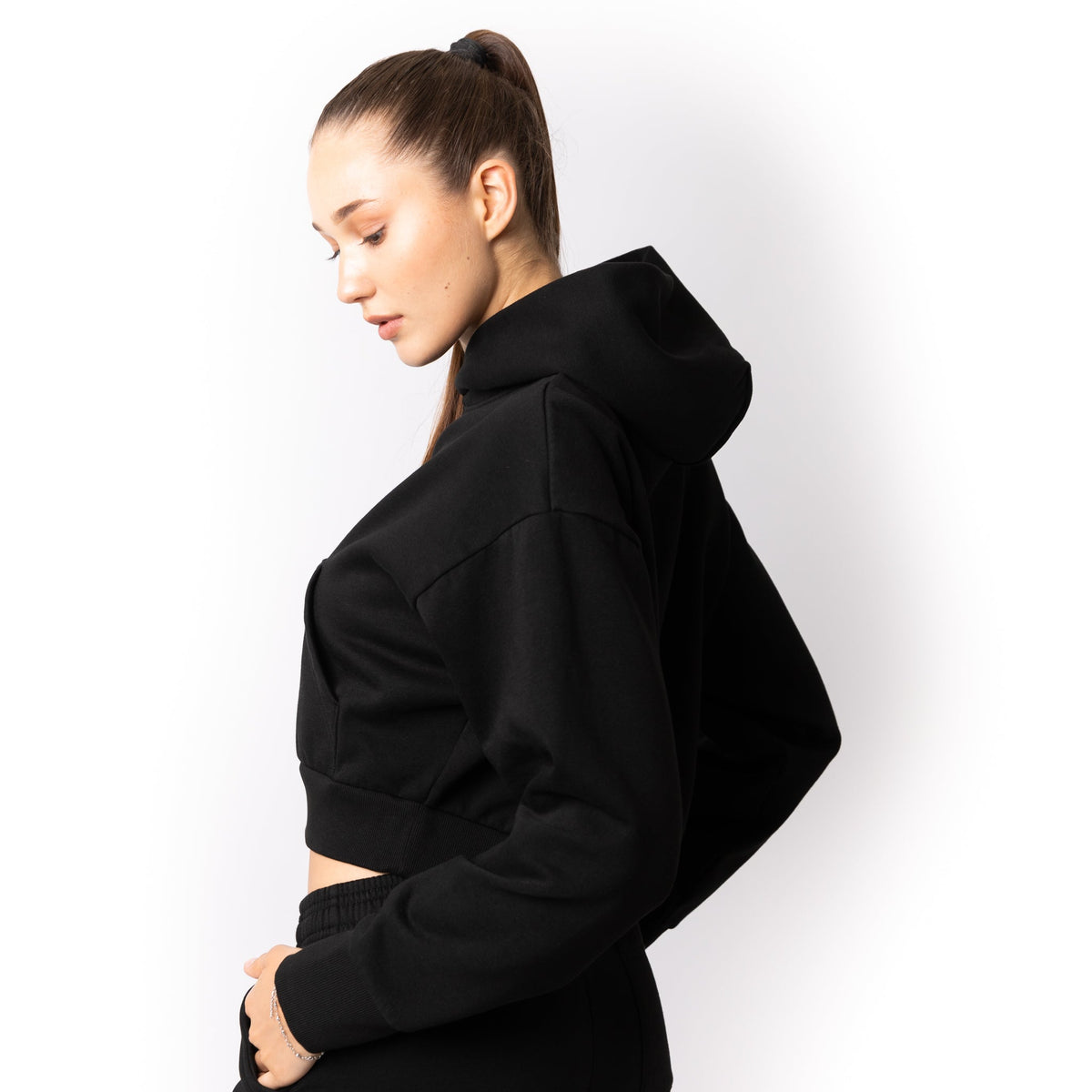 Just Like Hero HERO-2120C, Cropped Drop Shoulder Pullover Hoodie, Sky Blue