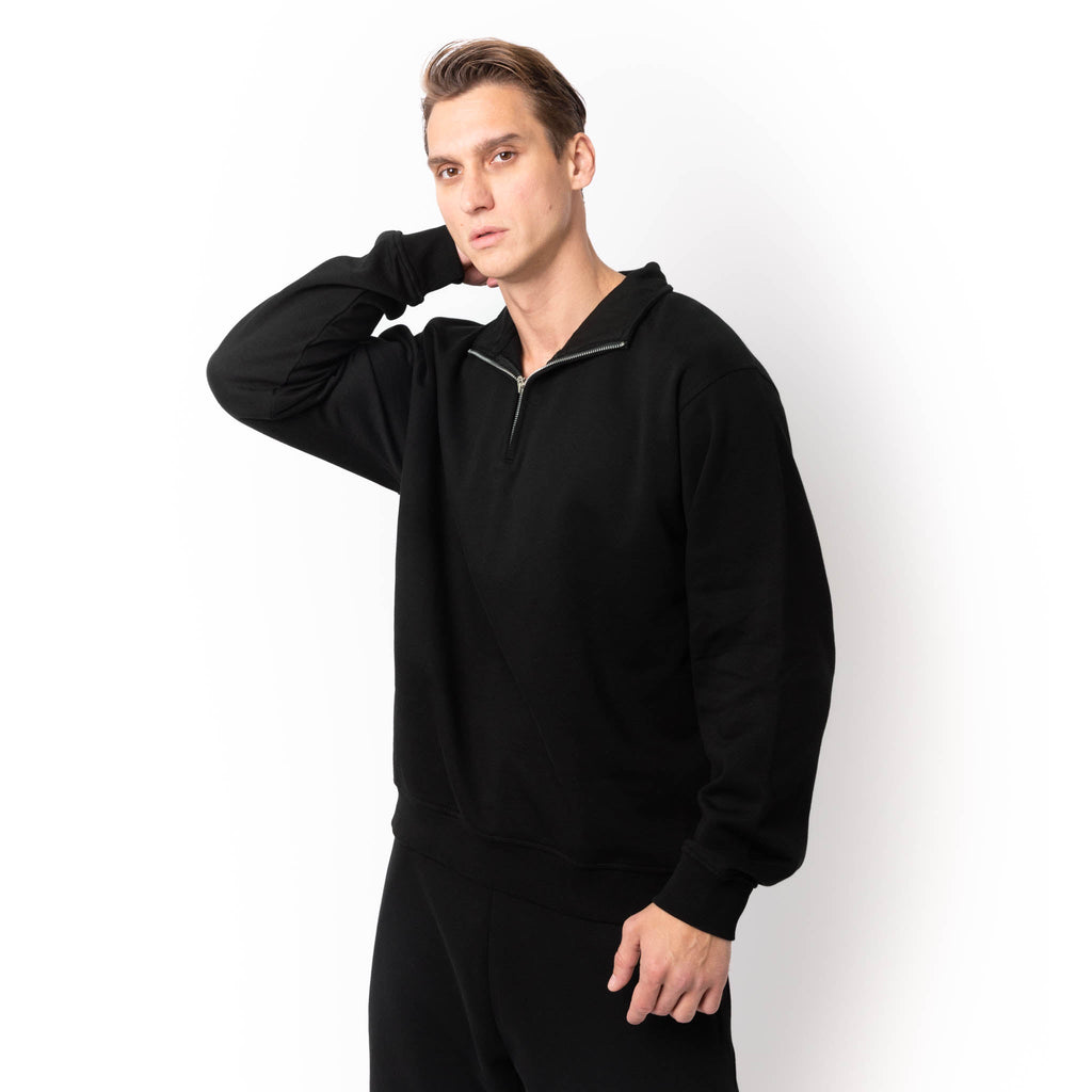 Just Like Hero HERO-4020, Youth Quarter Zip Sweatshirt, Black