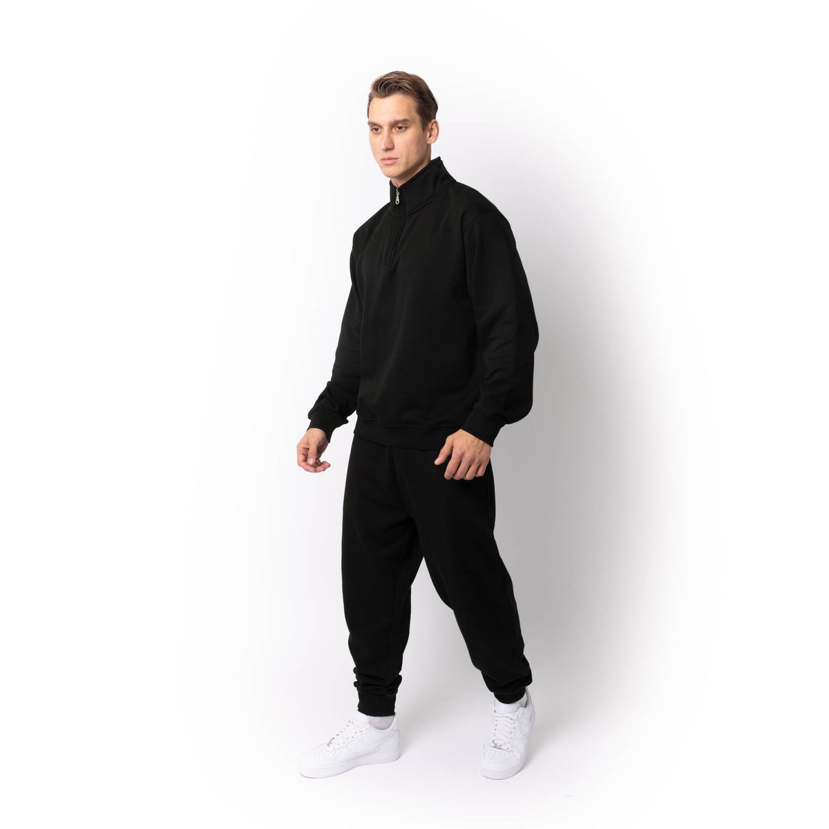 Just Like Hero HERO-4020, Youth Quarter Zip Sweatshirt, Black