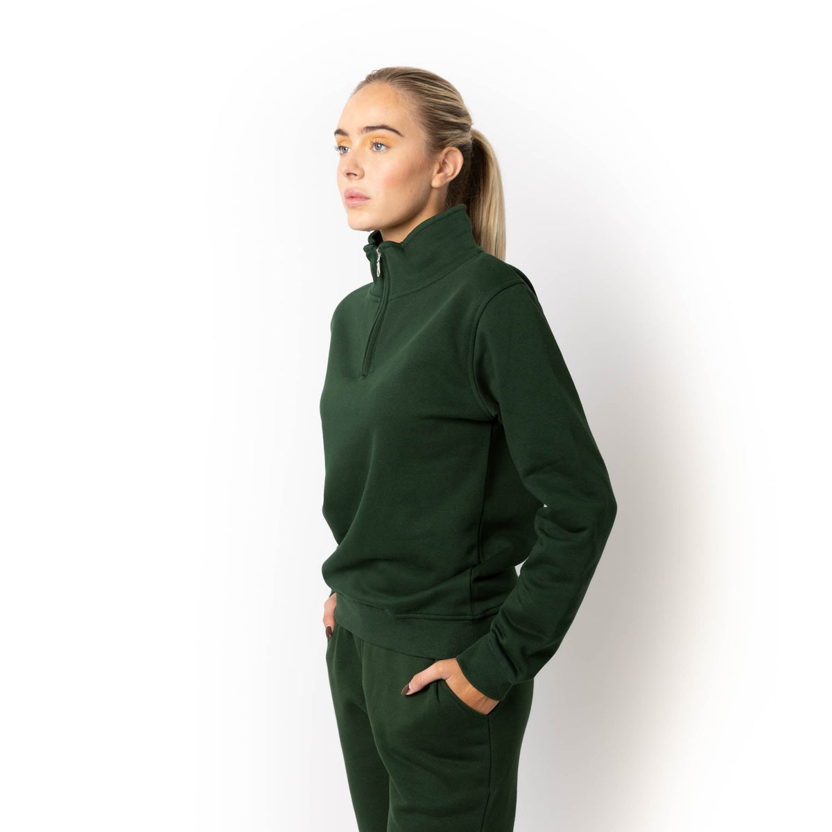 Just Like Hero HERO-4020, Youth Quarter Zip Sweatshirt, Forest Green