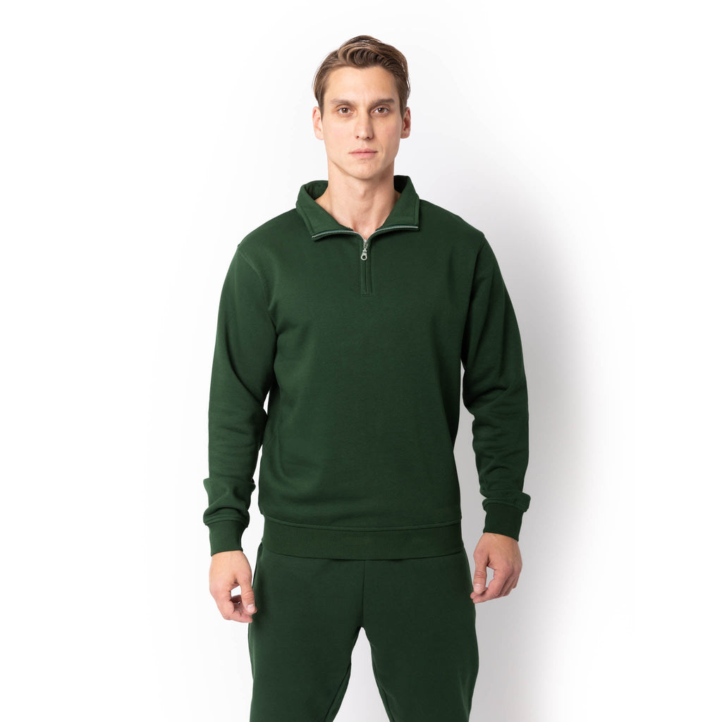 Just Like Hero HERO-4020, Youth Quarter Zip Sweatshirt, Forest Green