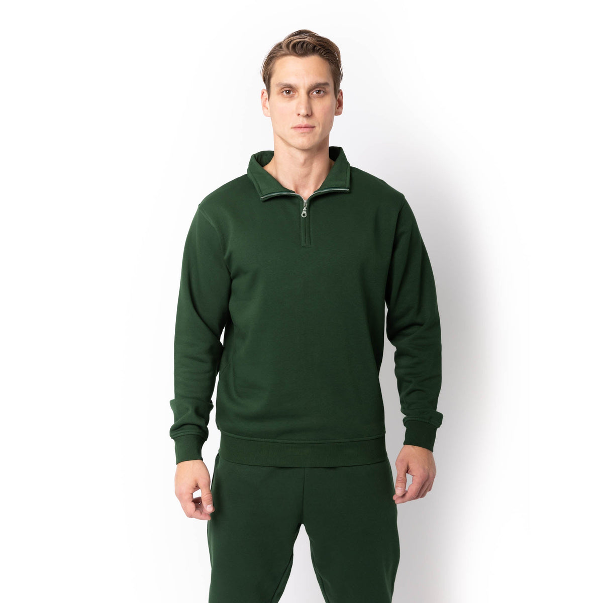 Just Like Hero HERO-4020, Youth Quarter Zip Sweatshirt, Forest Green