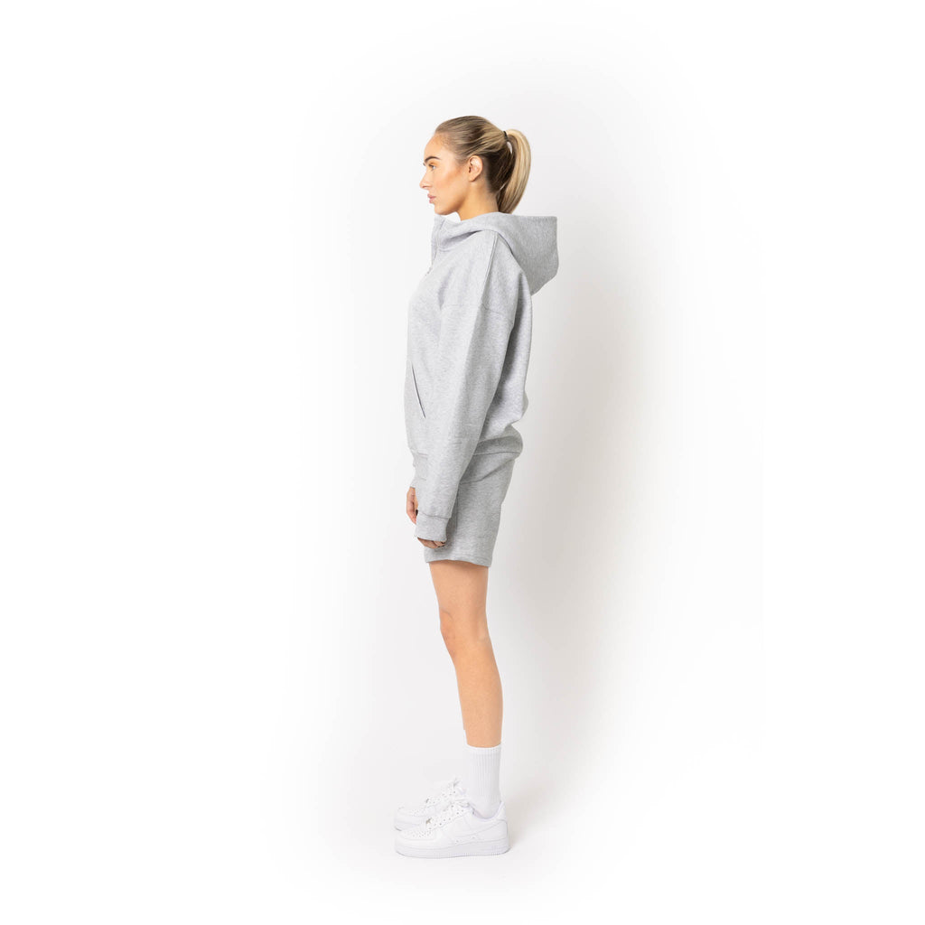 Just Like Hero HERO-4220, Unisex Drop Shoulder 1/2 Zip Hoodie, Ash Heather