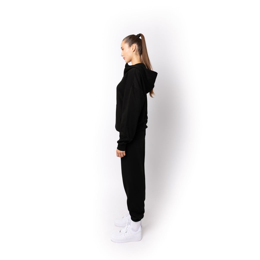 Just Like Hero HERO-4220, Unisex Drop Shoulder 1/2 Zip Hoodie, Black