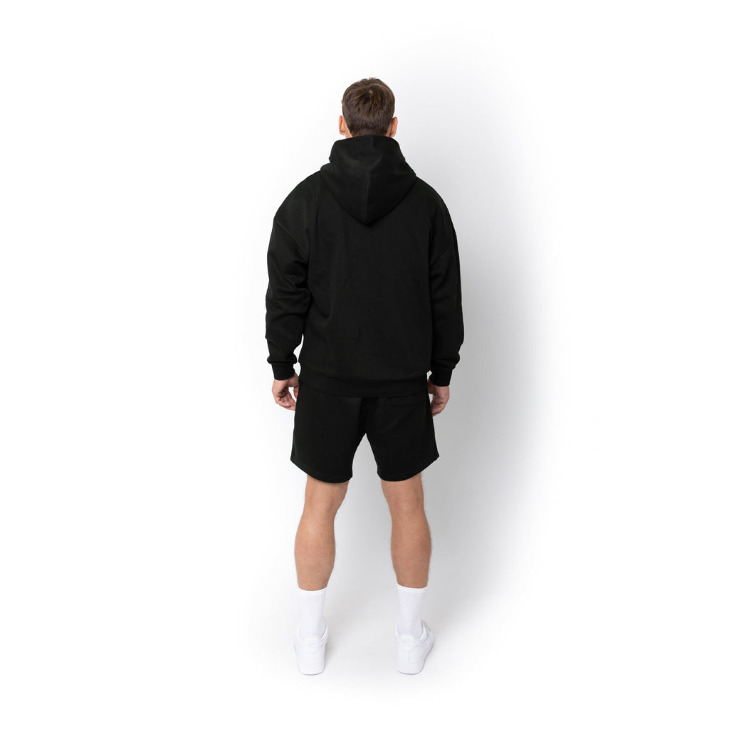 Just Like Hero HERO-4220, Unisex Drop Shoulder 1/2 Zip Hoodie, Black