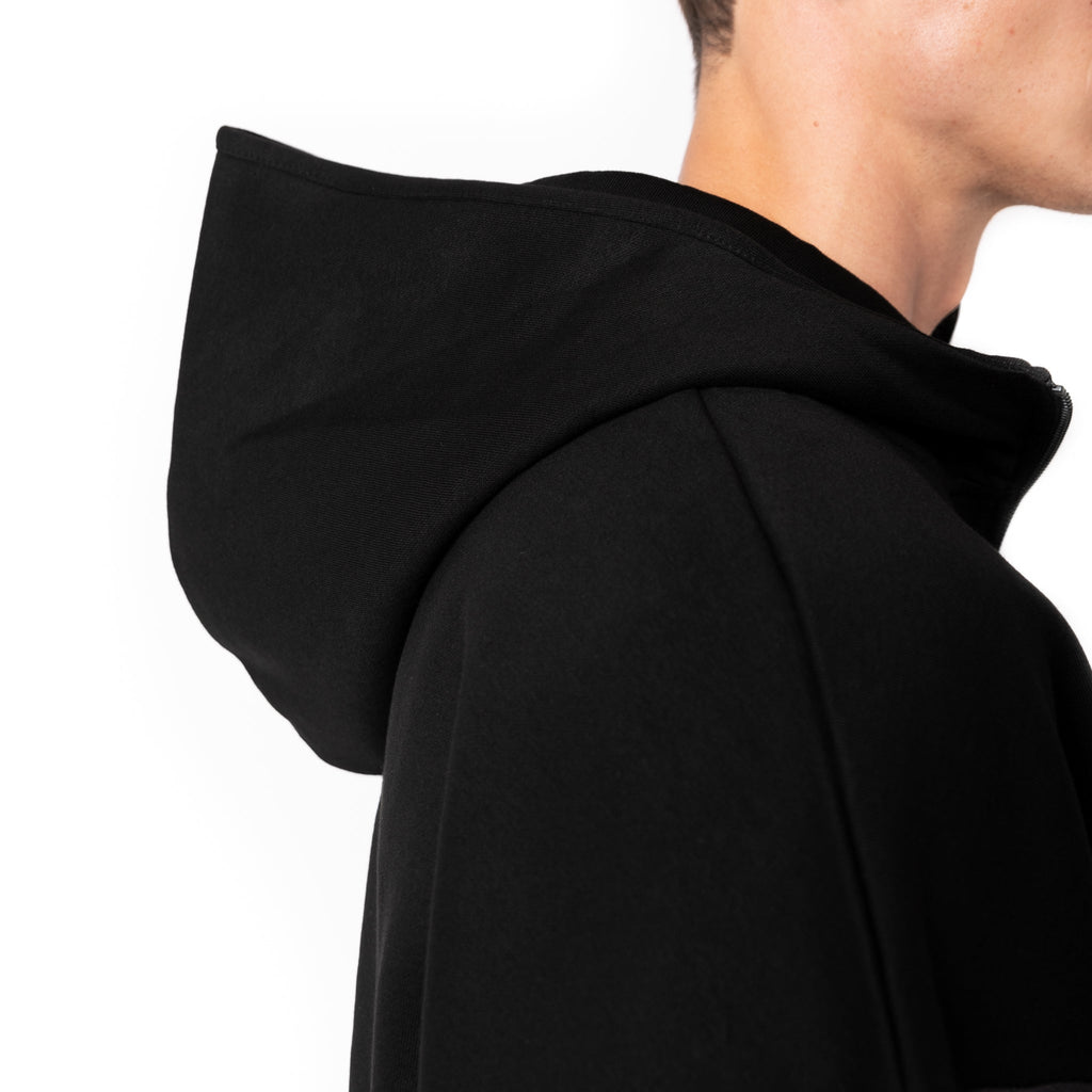 Just Like Hero HERO-4220, Unisex Drop Shoulder 1/2 Zip Hoodie, Black
