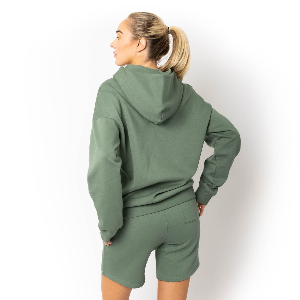 Just Like Hero HERO-4220, Unisex Drop Shoulder 1/2 Zip Hoodie, Dusty Green