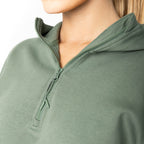 Just Like Hero HERO-4220, Unisex Drop Shoulder 1/2 Zip Hoodie, Dusty Green