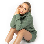 Just Like Hero HERO-4220, Unisex Drop Shoulder 1/2 Zip Hoodie, Dusty Green