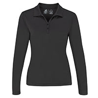 AJM International PF2900, 100% Polyester Pique Knit. 155g/m2 - 4.5oz/yd2, 2 Button Placket, Antibacterial :: Easy Care, Fade R, Black
