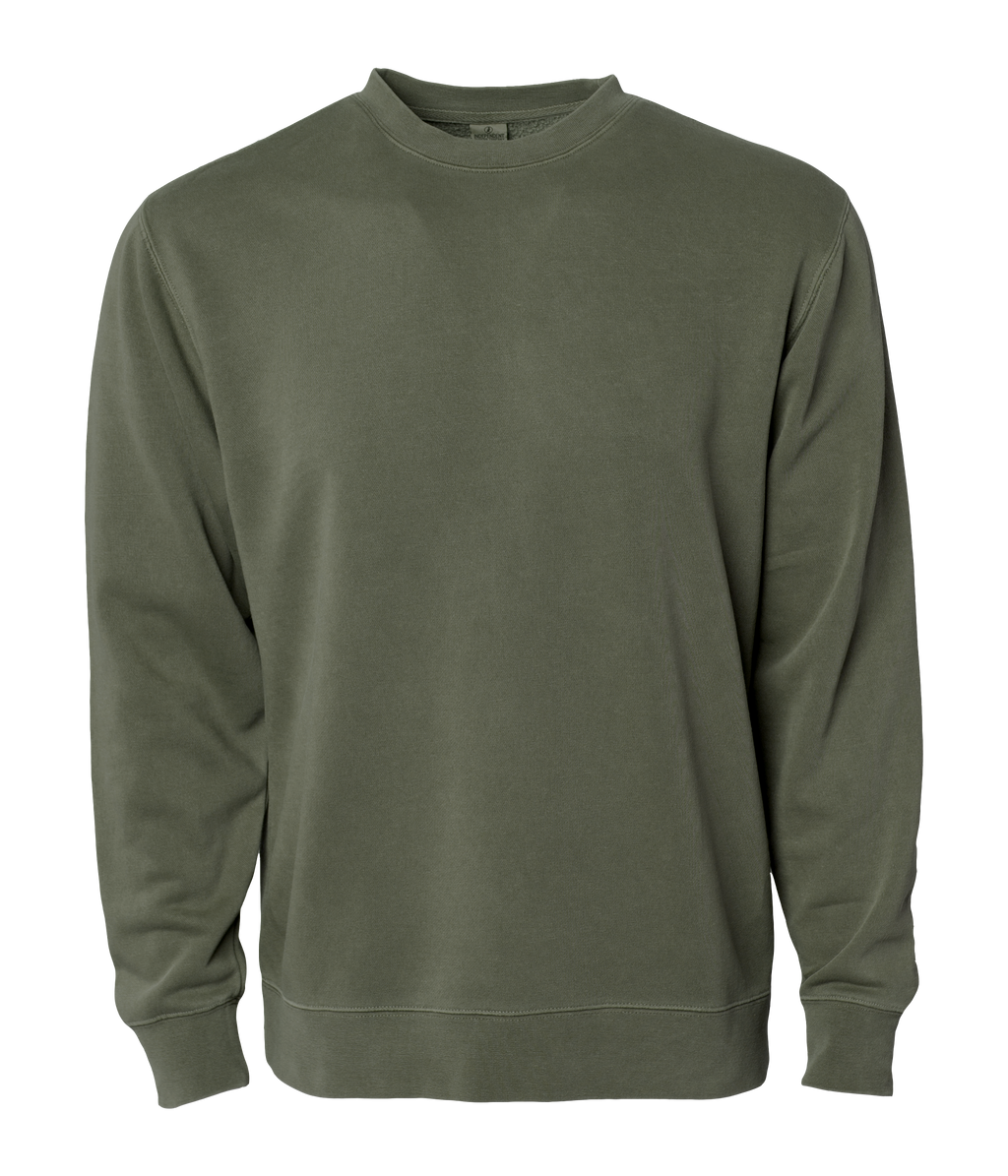 INDEPENDENT PRM3500-P1, Prm3500 - Unisex Midweight Pigment Dyed Crew Neck (colors P-p), Pigment Army