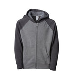 INDEPENDENT PRM10TSBZ, Toddler Lightweight Special Blend Raglan Zip Hood., Nickel Carbon