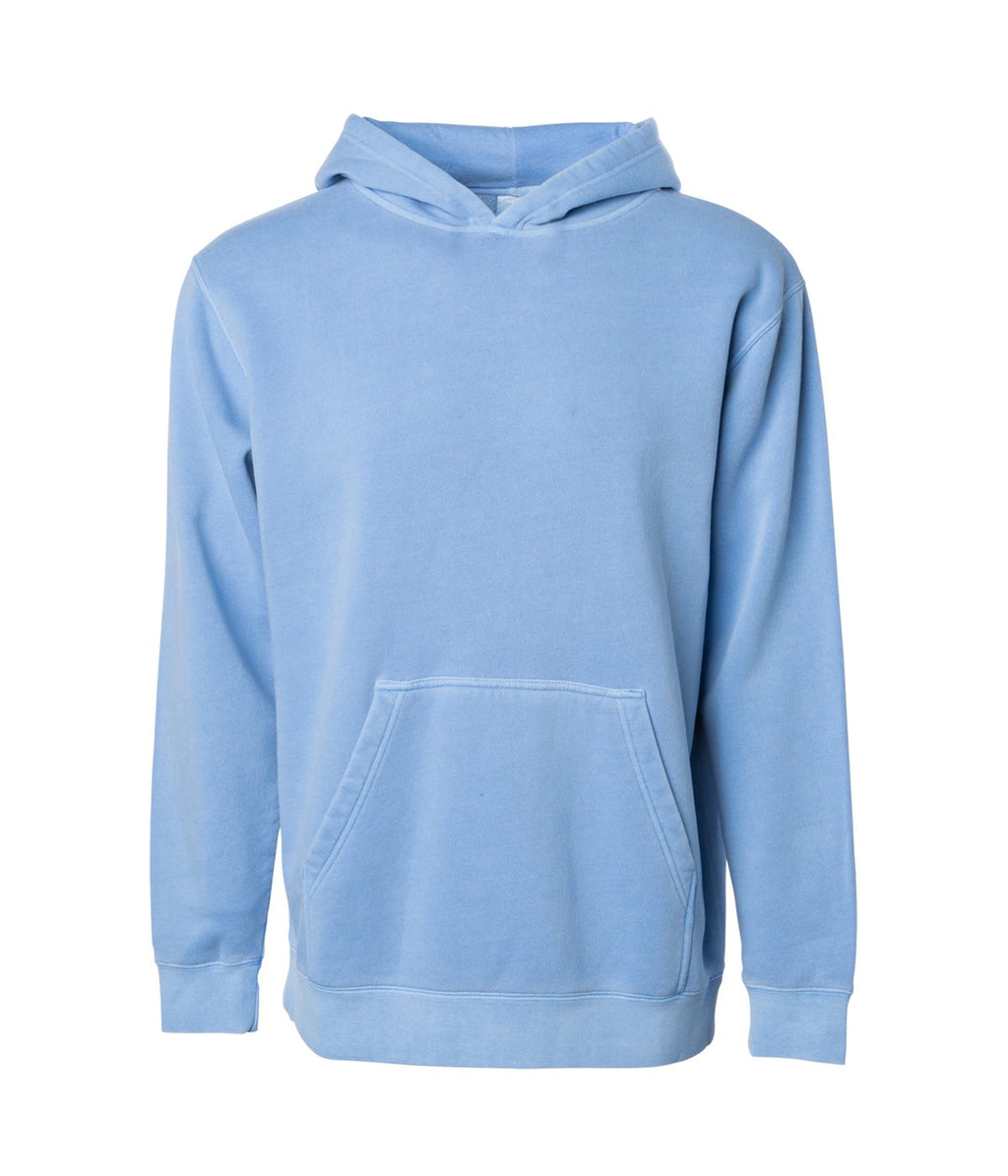 INDEPENDENT PRM1500Y, Youth Midweight Pigment Dyed Hooded Pullover, Pigment Light Blue
