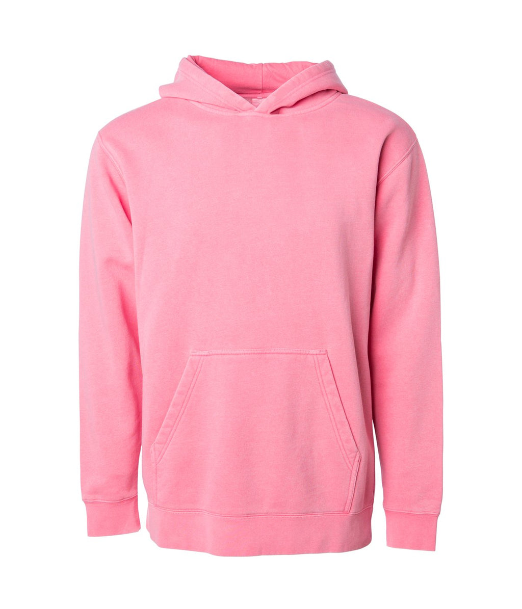 INDEPENDENT PRM1500Y, Youth Midweight Pigment Dyed Hooded Pullover, Pigment Pink