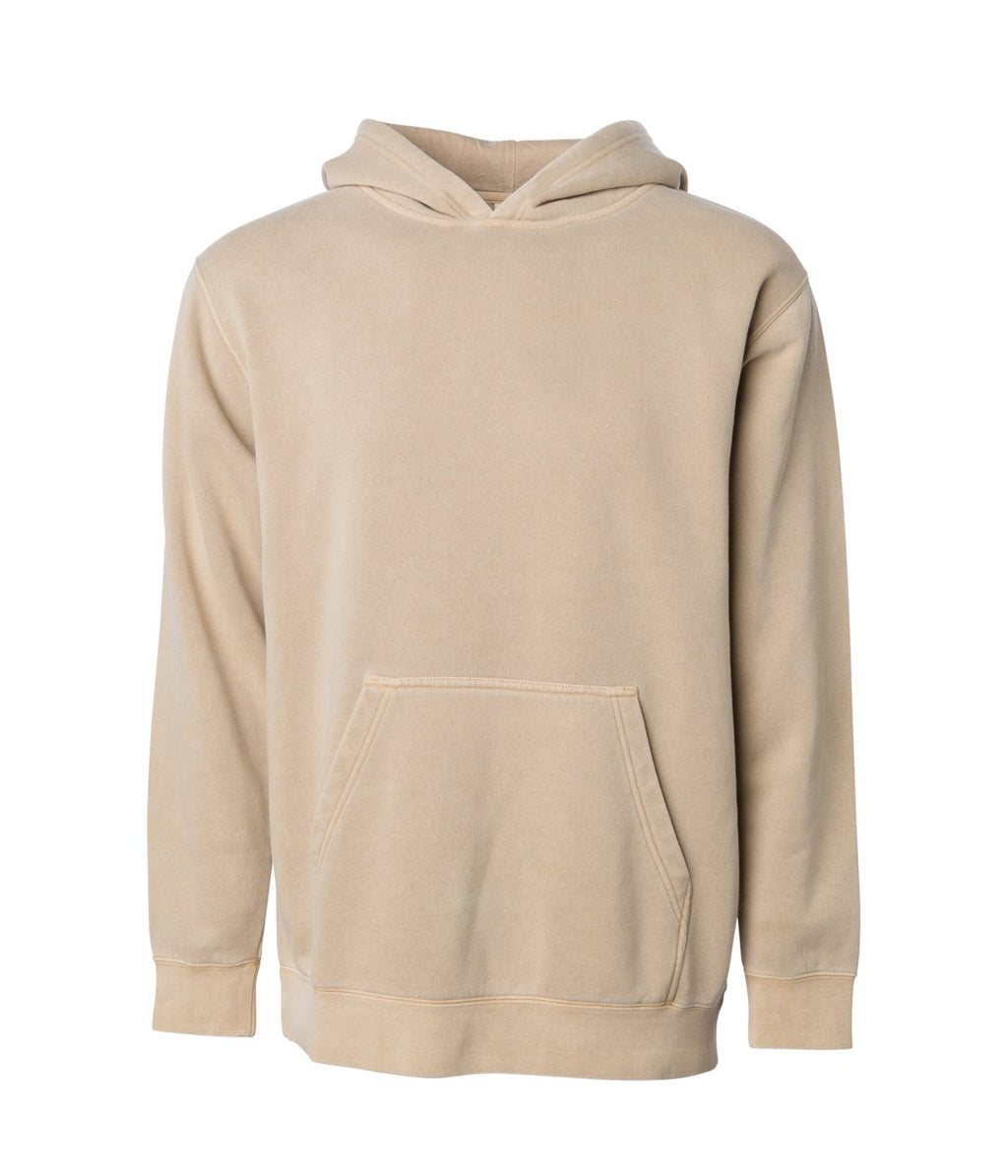 INDEPENDENT PRM1500Y, Youth Midweight Pigment Dyed Hooded Pullover, Pigment Sandstone