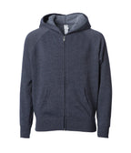 INDEPENDENT PRM15YSBZ, Youth Lightweight Special Blend Raglan Zip Hood, Midnight Heather
