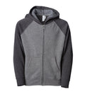 INDEPENDENT PRM15YSBZ, Youth Lightweight Special Blend Raglan Zip Hood, Nickel Carbon