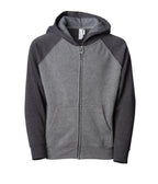 INDEPENDENT PRM15YSBZ, Youth Lightweight Special Blend Raglan Zip Hood, Nickel Carbon