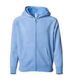 INDEPENDENT PRM15YSBZ, Youth Lightweight Special Blend Raglan Zip Hood, Pacific Heather