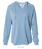 INDEPENDENT PRM2500, Women's California Wave Wash Hooded Pullover, Misty Blue