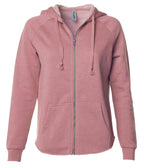 INDEPENDENT PRM2500Z, Women's California Wave Wash Zip Hood, Dusty Rose