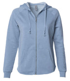 INDEPENDENT PRM2500Z, Women's California Wave Wash Zip Hood, Misty Blue
