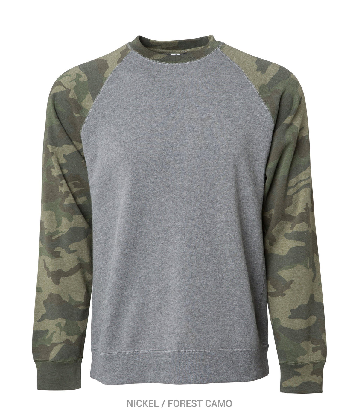 INDEPENDENT PRM30SBC-P1, Prm30sbc - Unisex Special Blend Raglan Crew (colors M-s), Nickel Forest Camo
