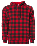 Independent Trading Co. PRM33SBP, Special Blend Raglan Hooded Pullovers, Red Buffalo Plaid