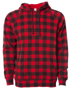 Independent Trading Co. PRM33SBP, Special Blend Raglan Hooded Pullovers, Red Buffalo Plaid