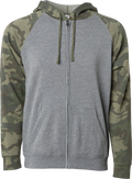 INDEPENDENT PRM33SBZ-P2, Prm33sbz - Unisex Special Blend Zip Hooded Sweatshirt (nickel Forest Camo, Nickel Gunmetal Heather, Pacific Heather, Pomegranate Heather, Sea Green Heather), Nickel Forest Camo