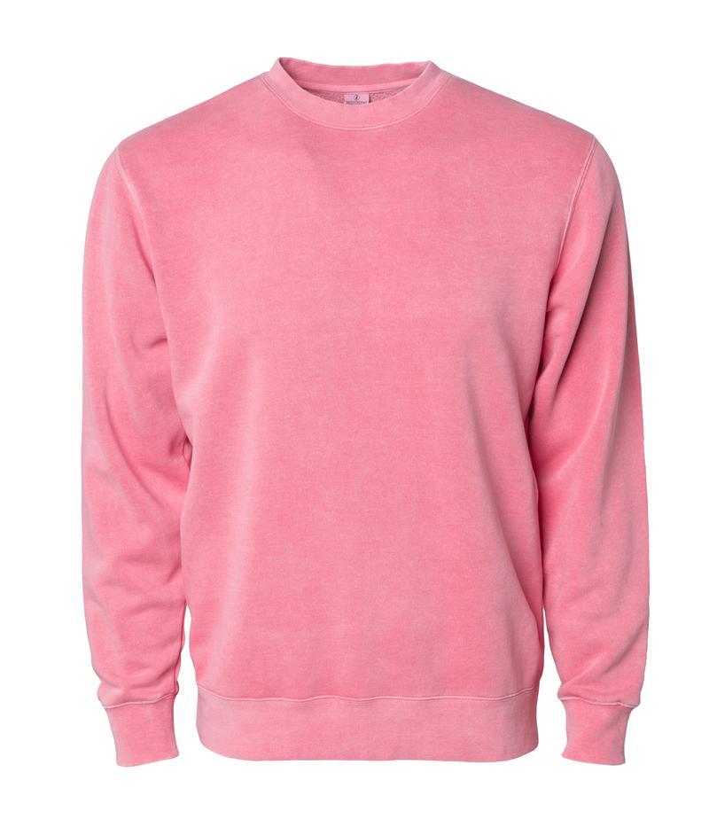 INDEPENDENT PRM3500-P1, Prm3500 - Unisex Midweight Pigment Dyed Crew Neck (colors P-p), Pigment Pink