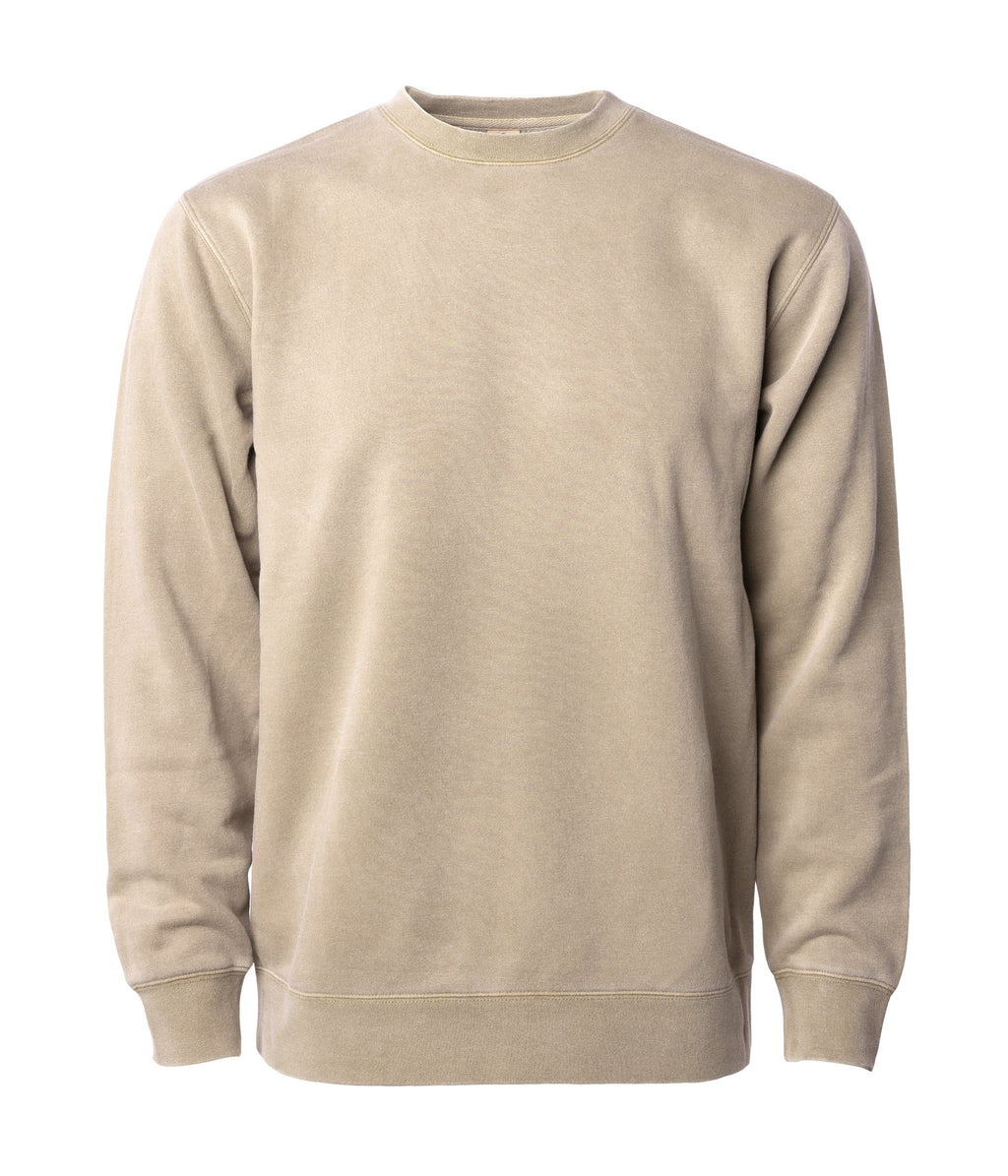 INDEPENDENT PRM3500, Unisex Midweight Pigment Dyed Crew Neck, Pigment Sandstone