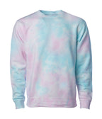 INDEPENDENT PRM3500TD-P2, Prm3500td - Unisex Midweight Tie Dye Crew (tie Dye Navy), Tie Dye Cotton Candy