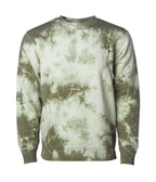 INDEPENDENT PRM3500TD-P2, Prm3500td - Unisex Midweight Tie Dye Crew (tie Dye Navy), Tie Dye Olive