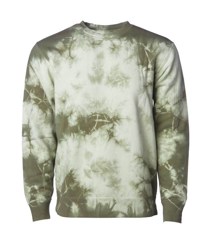INDEPENDENT PRM3500TD-P1, Prm3500td - Unisex Midweight Tie Dye Crew (colors T-t), Tie Dye Olive
