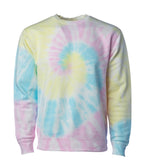 INDEPENDENT PRM3500TD-P2, Prm3500td - Unisex Midweight Tie Dye Crew (tie Dye Navy), Tie Dye Sunset Swirl