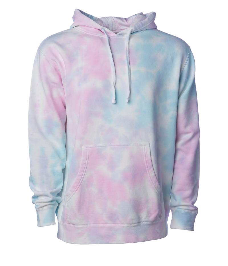 INDEPENDENT PRM4500TD-P1, Prm4500td - Unisex Midweight Tie Dye Hooded Pullover (colors T-t), Tie Dye Cotton Candy
